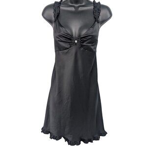 Vintage Morgan Taylor Intimates Slip Dress Size L Coquette Y2K Goth Milkmaid 90s
